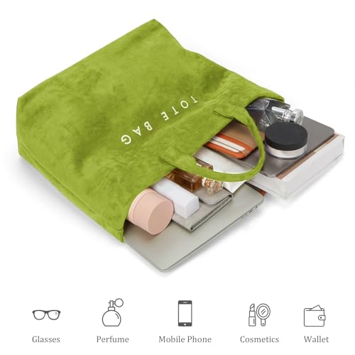 Suede Tote Bag for Women Large Soft Tote Bag for Work Travel Letter Print Hobo Bag Fashion Handbag miniatura 4