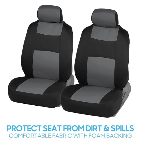Image of BDK OS-309-GR kam PolyPro Black Covers with Gray Accents, Set Front and Rear Bench Seat Protectors with Full Coverage for Car Truck Van and SUV