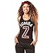 Zumba Atlético Estampado Fitness Camiseta Negra Mujer Racerback de Entrenamiento Top Deportivo, Party Black, XS