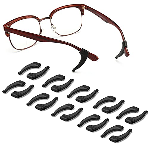 OPUGIT Antirutsch Brillen Ohrbügel, Silikon Gläser Ohrhaken,10 Paar Komfort Halter Überzüge für Brillen Sonnenbrillen,Schwarz