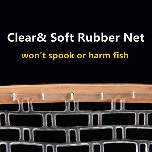 Tear Drop Fly Fishing Landing Net Wooden Frame Trout Bass Catch And Release Net Soft Rubber Mesh #TOP4