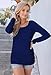 Pink Queen Women's Casual Long Sleeve Slim Ruched Tunic T-Shirt Dress L Blue