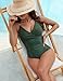 Blooming Jelly Women One Piece Swimsuits Tummy Control Bathing Suit Gold Ring Full Coverage Slimming Swimwear(X-L, Army Green)