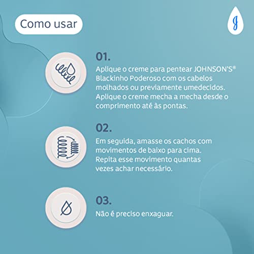 Johnson's Baby Creme Para Pentear Infantil Para Cabelos Crespos Blackinho Poderoso, 200ml