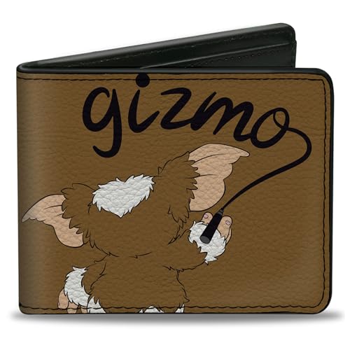 Horror Movies Wallet, Bifold, Gremlins Gizmo Script Pose Brown Black, Vegan Leather