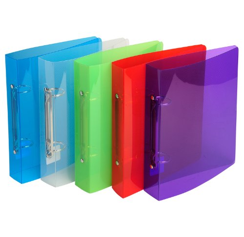 Classeur 2 trous Exacompta lot de 5 en polypro multicolore 17x22 cm