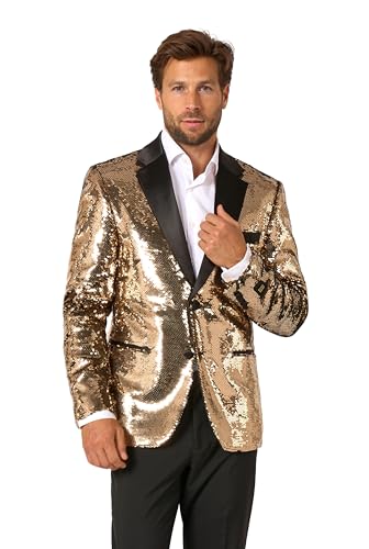 Opposuits Men’s Gold Sequin Blazer – Shiny Metallic Party Jacket for New Year’s Eve & Celebrations