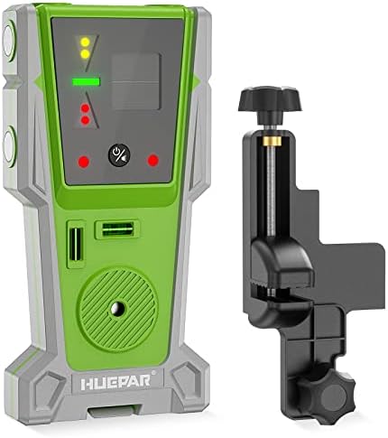 Huepar LR-8RG Laser Receiver, Compatible with All Huepar and Pro Laser Levels, ±1/17 In, Up to 200Ft, Green & Red Beams Laser Detector, Two-Sided LED Prompt, Magnet, Clamp Included
