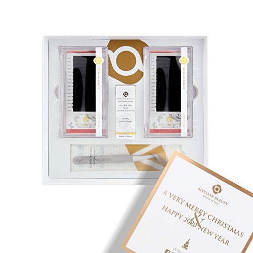 BEYELIAN Easy Fan Eyelash Extensions Kits Christmas Kit Volume Fanning Tweezers Strong Volume Fan Glue Pack of 4 Professional Lash Stylists Use