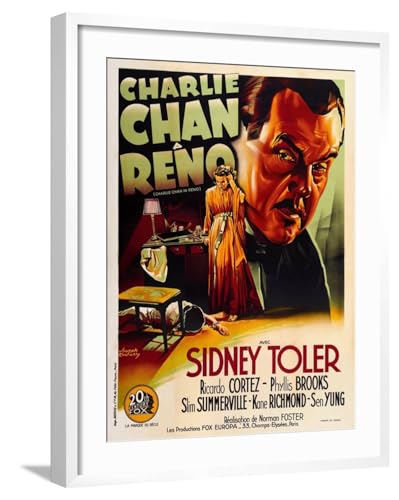 ART.COM Wall Art Print Charlie Chan in Reno on White Frame, 23" x 29"