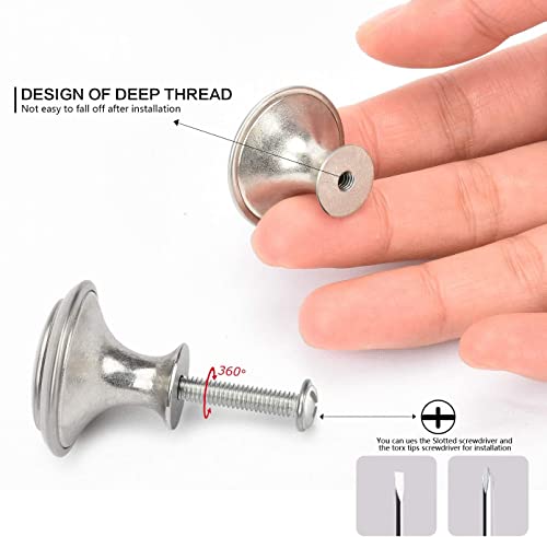 profiwoab 10 Pcs Fashion Drawer Knobs Wardrobe Cupboard Door Handles 27mm Modern and Simple Round Furniture Kitchen Knobs with 10 Screws Silver - Image 4
