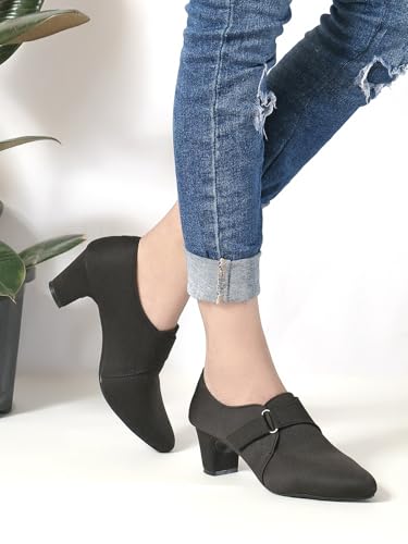 Image of Stylish Comfortable Block Pump Heels Perfect for Winter, Elegant Party Black and Brown Sandals for Womens & Girls