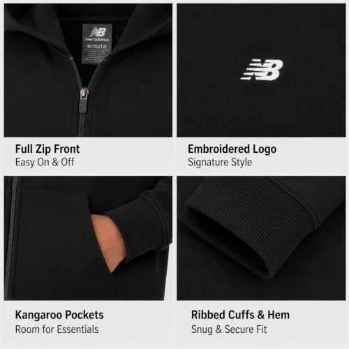 Image of New Balance Boys Zip Up Warm Fleece Hoodie Sweatshirt, Activewear 8-20