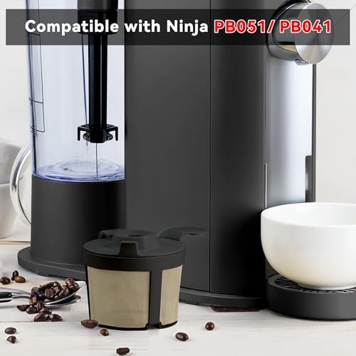 Black Permanent Coffee Filter & 100Pcs Paper Coffee Filters Compatible with Ninja Coffee Maker, Ninja PB051 & PB041 Single-Serve Coffee Maker - Thumbnail 2
