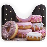 BVKWNTSA Rutschfeste U-förmige Bodenmatte mit Donut-Kuchenmotiv, weich und bequem, für Badezimmer, WC, Bodenmatte