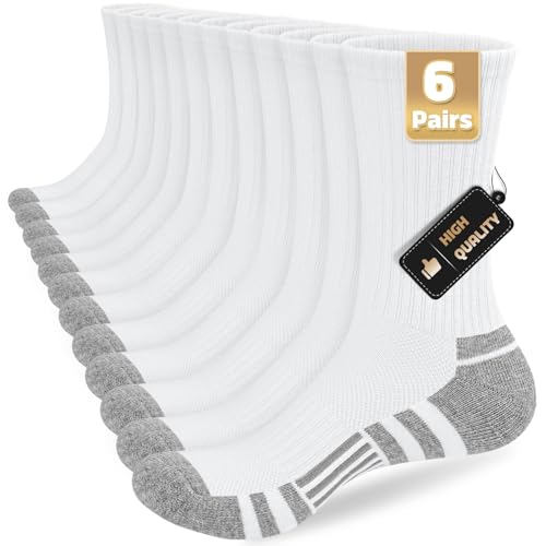 Image of Kotashion 6 Pairs Mens Socks, Cushioned Crew Sports Work Walking Socks 6-11