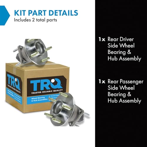 Image of TRQ 2 Piece Rear Wheel Bearing & Hub Assembly Set Compatible with 2005-2010 Chevrolet Cobalt 2006-2011 HHR 2007-2009 Pontiac G5 2004-2007 Saturn Ion