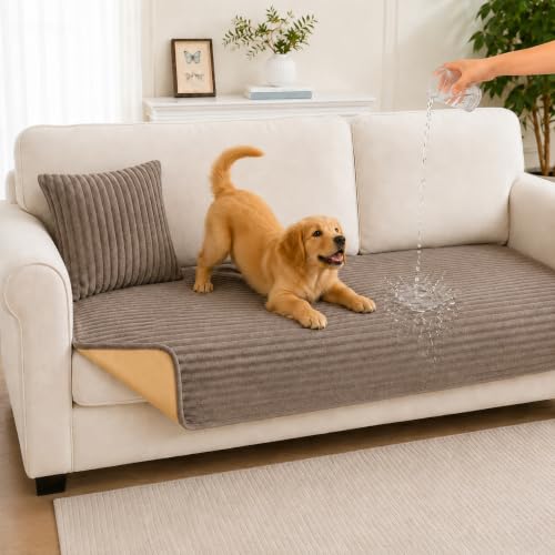 Sparaiz Waterproof Couch Cover for Dogs Non Slip w/Pillow (Khaki, 63")