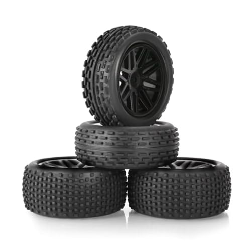 JVRWSC RC Crawler Ruedas Juego Compatible con Wltoys 144001 124019 104001 para HSP 1/10 1/12 1/14 Todoterreno para Buggy RC Piezas De Actualización De Coche 4 Uds Neumáticos De 86mm(Black)