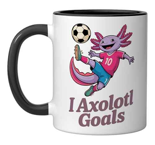 I Axolotl Goals Funny Soccer Pun Shirt for Youth Players Ceramic Mug, Black/White