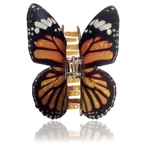 Monarch Butterfly Hair Claw Clip Brown Acrylic Simulation Moth Hairclips