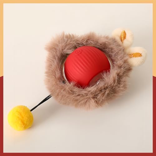 Interactive Pet Training Aids,Elastic Tail Rope 360° Automatic Rolling,Chirps to Mimic Prey & Attract,Automatic Kitten/Dog Training and Behavioral Aids
