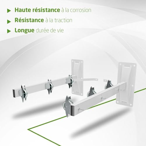 Étendoir de mur intérieur extérieur Amig Mod 3 extensible blanc en acier