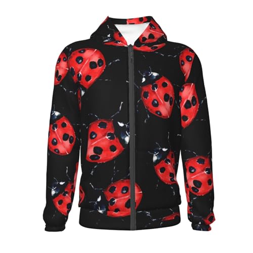 Beautiful Red Ladybug Kid Hoodies Boys Zip Up Sweatshirts Girls Pullover with Pocket2
