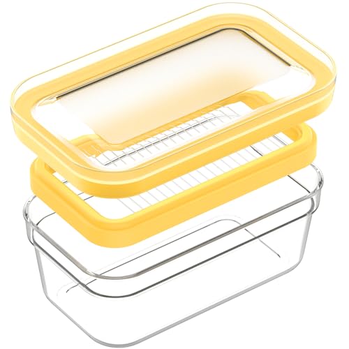 UNIVIVO Airtight Butter Slicer Cutter and Keeper - 280g Butter Storage Container Dish with Lid for Fridge, Fresh Butter Cutter