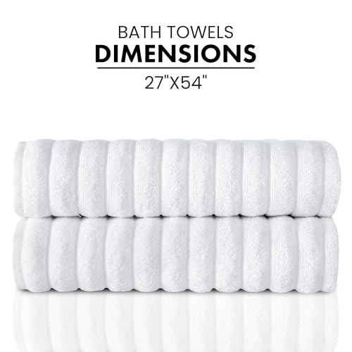 Classic Turkish Towels CTT Premium 2 Pack Bath Towels Set, Made with 100% Turkish Cotton, Spa & Hotel, Quick Drying Towels, Absorbent & Comfy | 27"x54" (White)