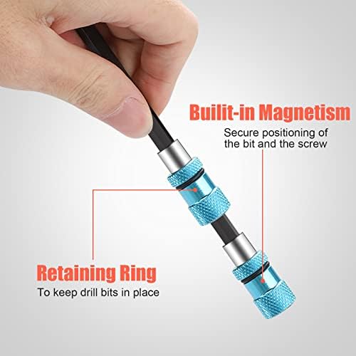 6pcs Magnetic Bit Holder Extension Bar for 1/4 Inch Hex Shank Electric Screwdriver Bits, Quick Change Stainless Steel Screwdriver Bit Holder for Power Tools, Hand Held Drivers, Drills, Screw Drivers