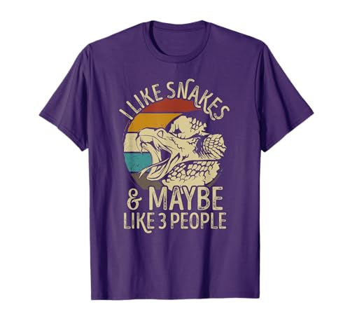 I Like Snakes and Maybe 3 People Snake Reptile Lover Retro T-Shirt