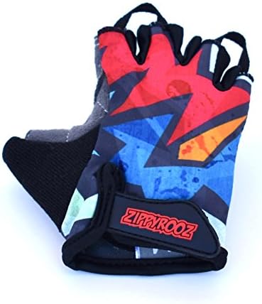ZippyRooz Toddler & Little Kids Bike Gloves for Balance and Pedal Bicycles for Ages 1-8 Years Old. 8 Designs for Boys & Girls (Kapow, Little Kids XL (7-8))