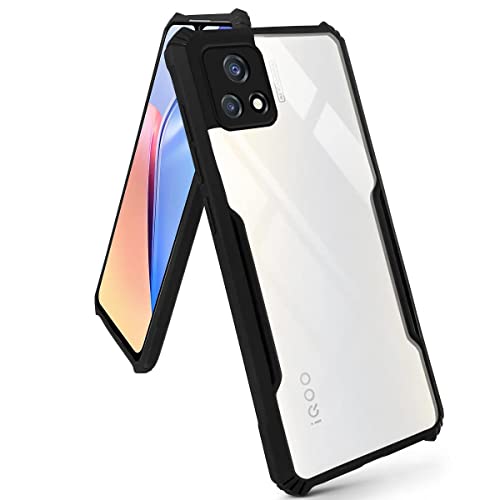 Image of Jkobi Back Cover Case for Vivo iQOO U3 | iQOO U3x (Crystal Glass Back | Camera Protection | Shockproof Bumpers | Professional Black)