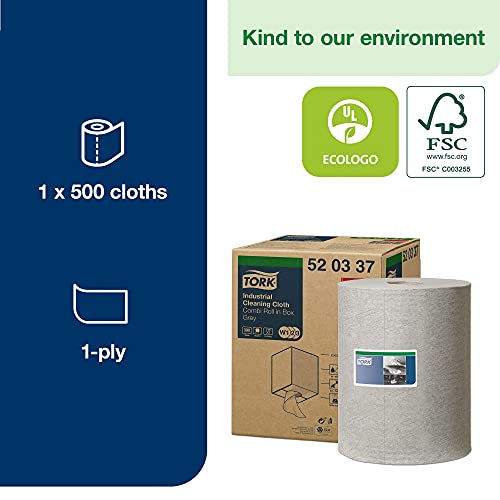 Tork Industrial Cleaning Cloth Centerfeed Gray W2, 1 X 500 Cloths, 520337 #TOP2