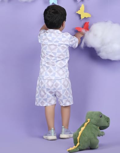 Image of POLKA TOTS 100% Cotton Co-Ord Set for Boys | Half Sleeve Shirt & Shorts Beach Outfit for Kids | Ultra-soft & Breathable Summer Clothes for Toddler & Baby Boy | Casual Dress & Printed Nightwear Set