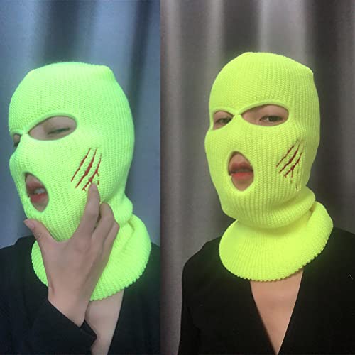 Máscara de cara con tres agujeros tejida para invierno, cubreboca y protector de cuello para ciclismo, correr y esquí, balaclava unisex para hombres y mujeres miniatura 3