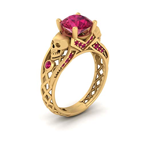 Bague argent sterling femme rubis rose rond pour éviter les doigts ternes