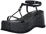 Circus NY by Sam Edelman Women's Odette Wedge Sandal, Black Leather, 7