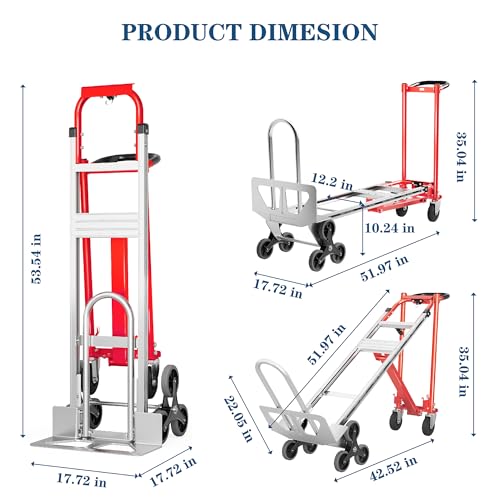 TEUWXLO Convertible Hand Truck -1,000 lb Heavy-Duty Aluminum & Steel Dolly, 3-in-1 Mode with Stair-Climbing Wheels & 5" Swivel Casters for Warehouse, Moving, Delivery by TEUWXLO - Image 2