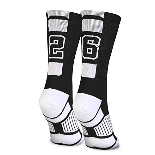 ChalkTalkSPORTS Custom Team Number Socks | Youth Athletic Performance Socks | Black | 26 or 62