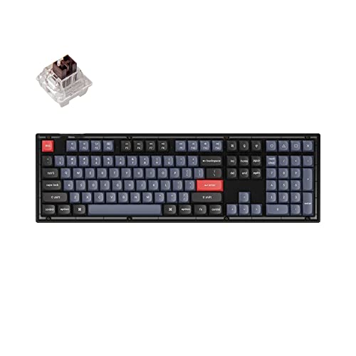 Image of Keychron V6 Wired Custom Mechanical Keyboard, Full-Size QMK /VIA Programmable with Hot-swappable Keychron K Pro Brown Switch Compatible for Mac Windows Linux (Frosted Black-Translucent)