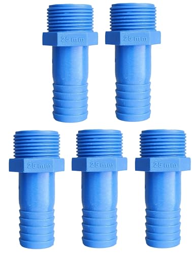 ESEKSAFAR PVC Hose Nipple/BSP Threaded Male Hose Collar,Tube Fitting Adapter Barbed Hose Fittings (5, 1" x 1" inch)