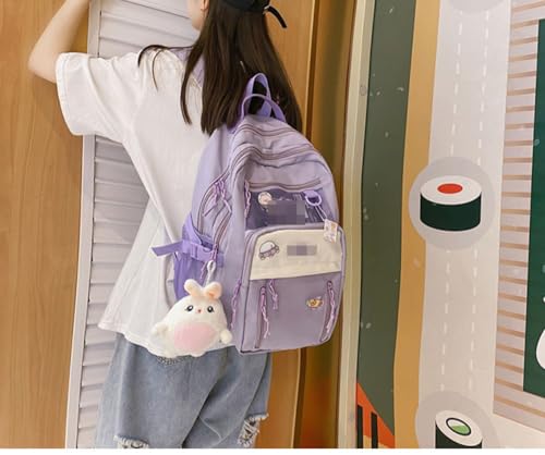 ISOLAY Cute Aesthetic Backpack Large Capacity Kawaii Backpack Casual Daypack Waterproof Travel Bags for Women (Purple)2