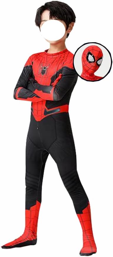 [COSSA] スパイダ コスプレ 分離式 子供服 コスチューム 柔らかい 弾力と伸縮性あり キッズ ハロウィン コスプレ全身タイツ ボーイズ 3D立体プリント 戦闘服 変装 仮装 イベント 子供用 誕生日 プレゼント