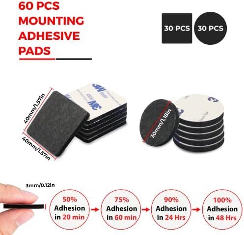 Ormith 60 Pcs Double Sided Sticky Pads Heavy Duty | Strong Adhesive Pads for Household Mounting | 30 Square and 30 Round Waterproof EVA Sticky Foam Pads for Quick Damage-free Hanging