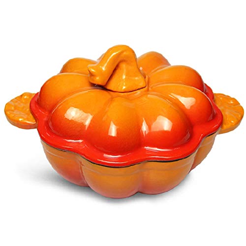 HODAGES Pumpkin Casserole Dish With Lid Enamel Cast Iron Pumpkin Casserole Pot Casserole Pot Stew Pot Creative Pumpkin Pot Soup Pot For All Heat Source