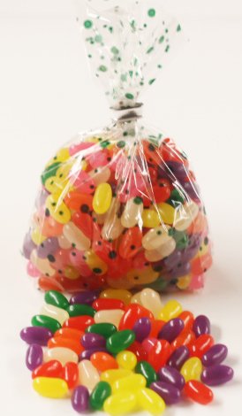 Scott's Cakes Pectin Easter Jelly Beans in a 1 Pound Green Polka Dots Bag