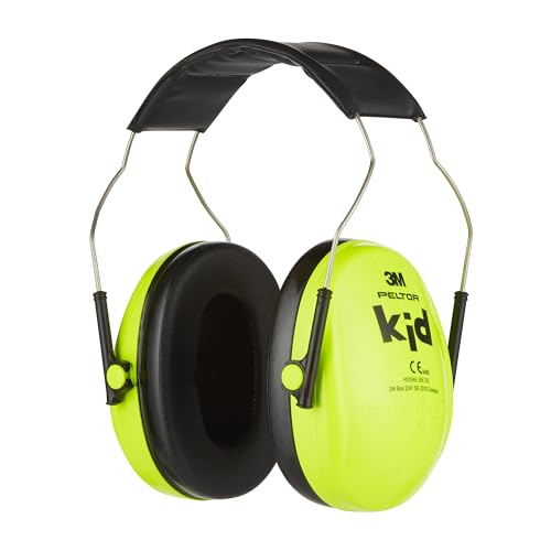 3M Peltor Cuffie per bambini H510AK - paraorecchie verde neon per bambini, protegge dai livelli di rumore nell'intervallo di 87-98 dB (SNR 27 dB) in ambienti rumorosi, taglia unica, S