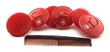 GBS Shampoo Scalp Massage Brush 100 Made In USA (6 Pack Color Red) With 7 Inch All Purpose Comb Promotes Healthy Hair Gently Exfoliates Scalp and Hair Growth Compliments Any Shampoo and Conditioner